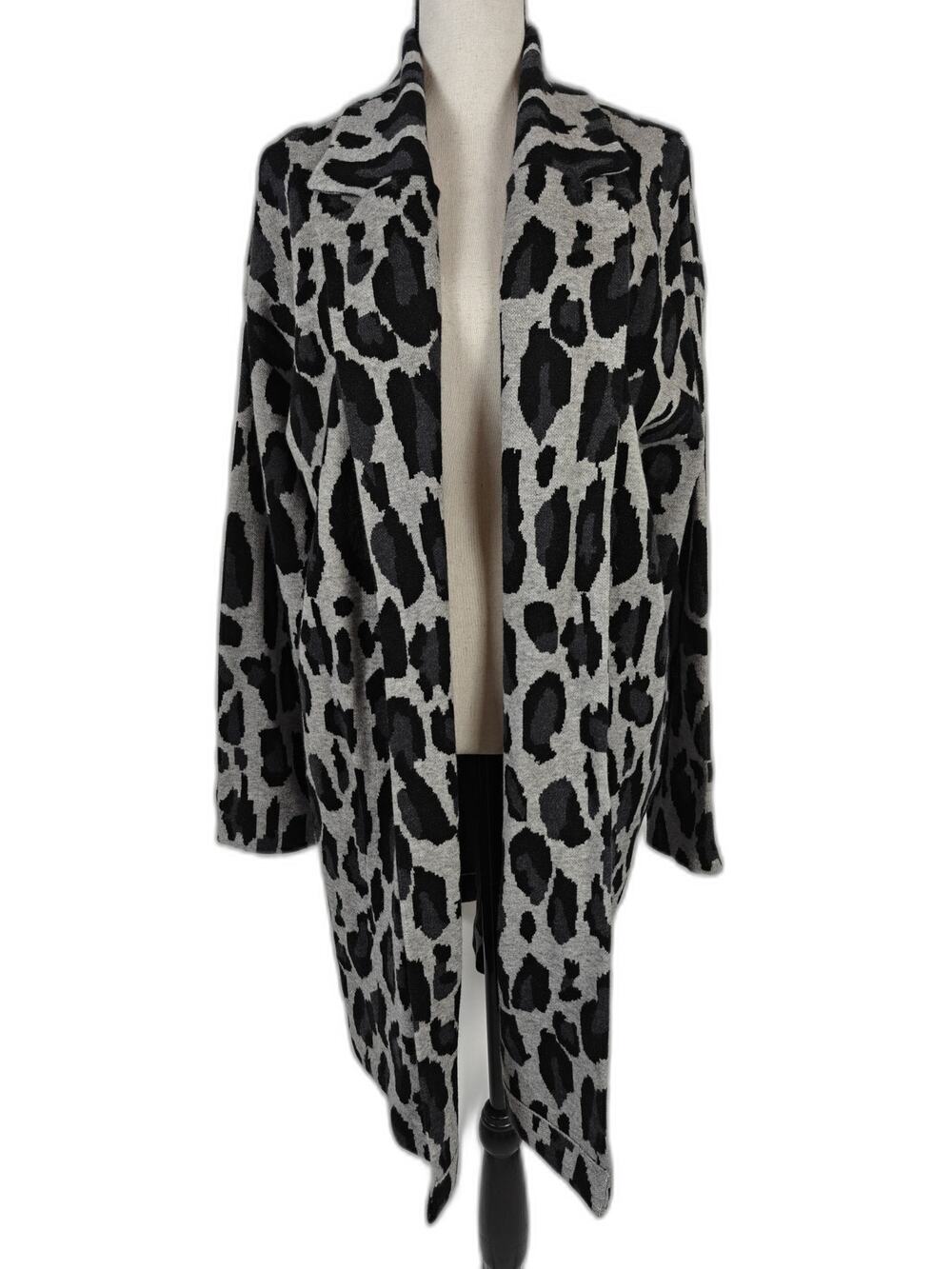 Women Tahari Cardigan Gray Black Large